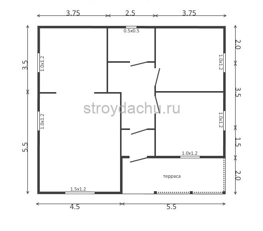 план одноэтажного дома Самсон 10х9