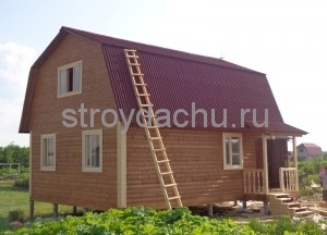 дом из бруса 6×8 м. крыша ломаная (вид8)
