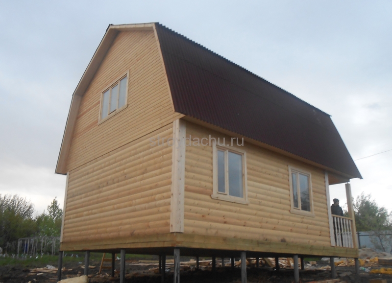 дом из бруса 6×7,5 крыша ломаная (вид4)