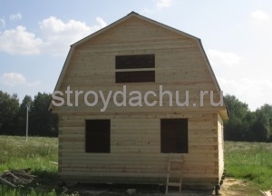дом из бруса 6×8 м. крыша ломаная (вид1)