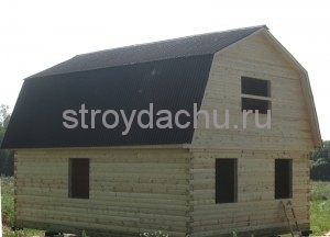 дом из бруса 6×8 м. крыша ломаная (вид3)