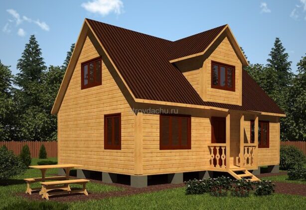 проект дома 6.5 на 9 м. "Агафон" дом из бруса 6,5 на 9 "Александр" с жилой мансардой