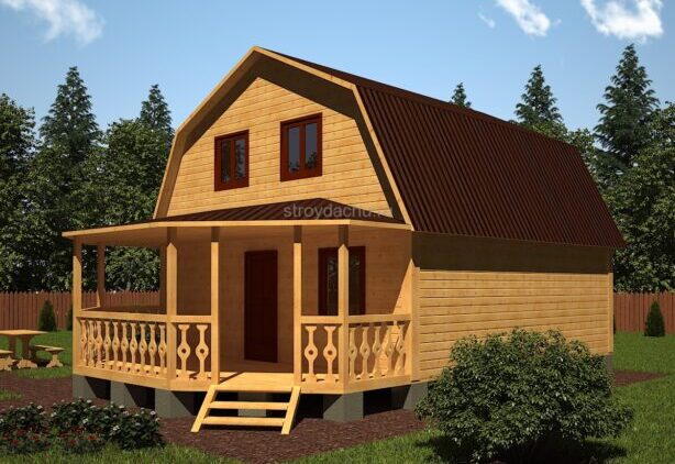 проект дома 7 на 7 с террасой "Прохор" крыша ломаная проект дома 7 на 7 с террасой "Прохор" крыша ломаная