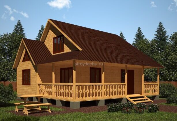 проект дома 9,5 на 9 м. с террасой Василий проект дома 9,5 на 9 м. с террасой Василий