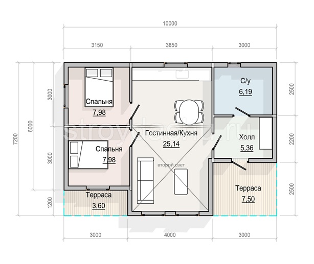 планировка дома из бруса "Никон" план дома Никон